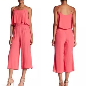 Fraiche by J Pink Coral Cullotte Jumpsuit